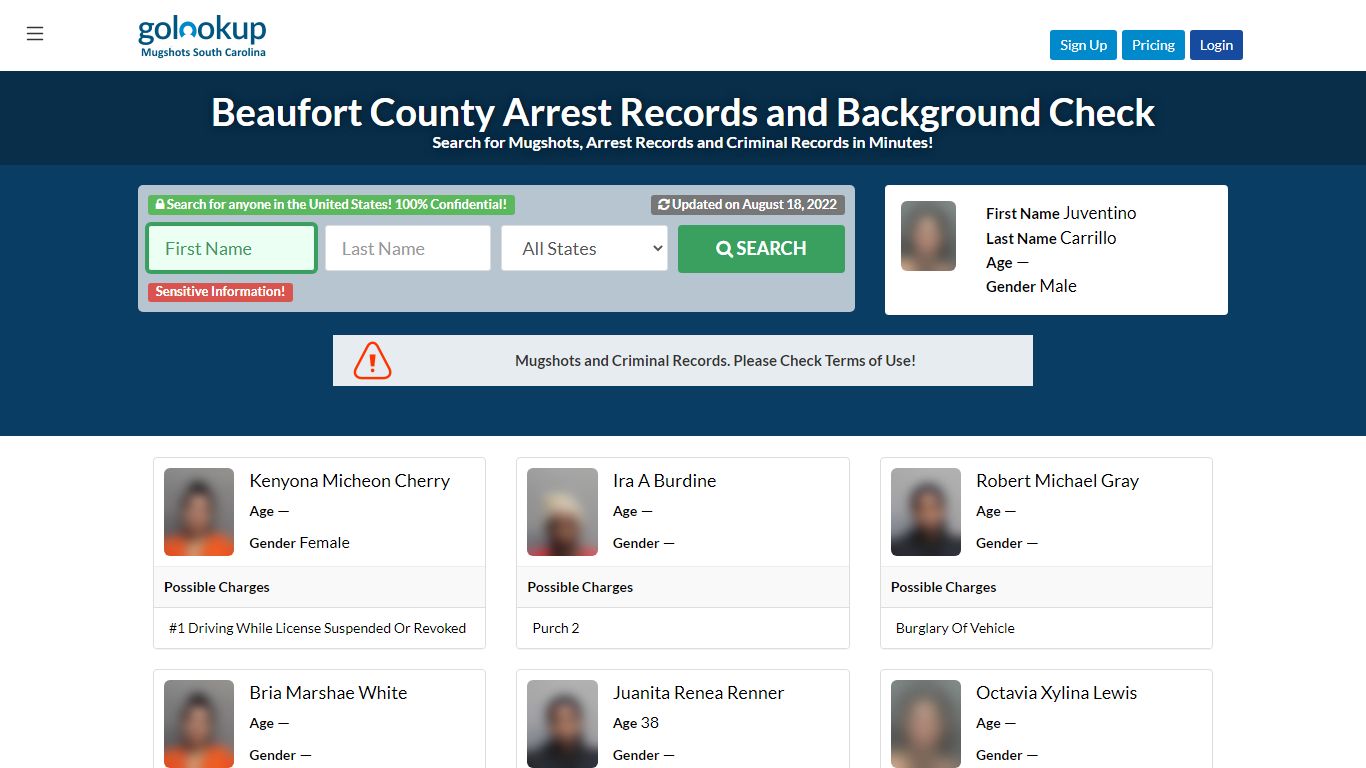 Beaufort County Mugshots, Beaufort County Arrest Records - GoLookUp